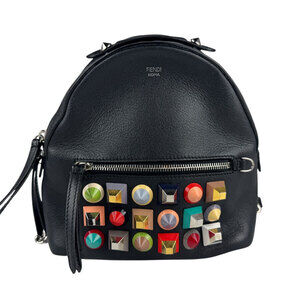 Fendi Backpack Leather Metal Black Multicolor
